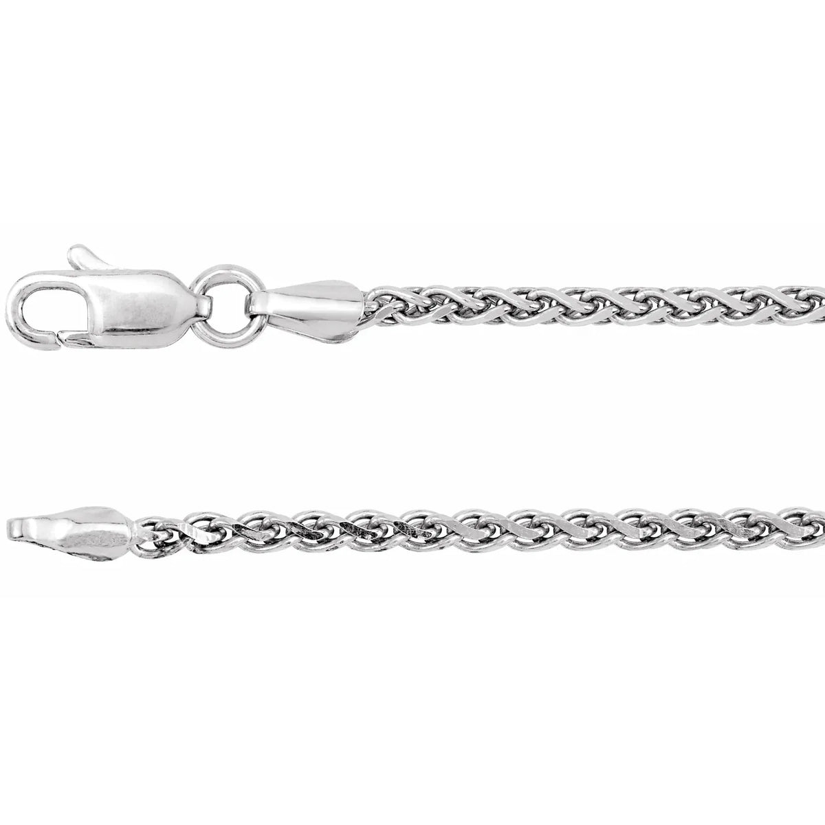 14K White 2 mm Diamond-Cut Wheat 18" Chain - Picasso Gold & Diamond Jewelry