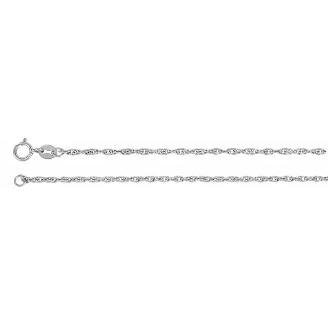 Sleek Sophistication: 14K White 1.75 mm Rope 24" Chain - Picasso Gold & Diamond Jewelry