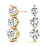 1/2 ct tw Lab Grown Diamond Three-Stone Earrings in 14K Yellow Gold