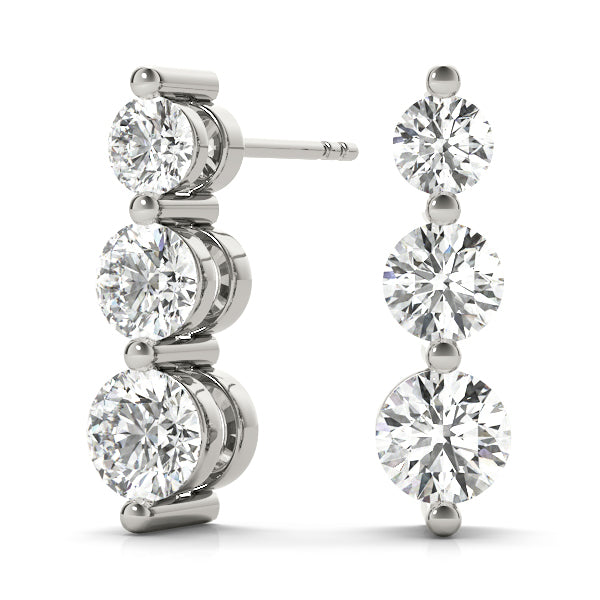 1/2 ct tw Lab Grown Diamond Three-Stone Earrings in 14K White Gold