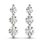 1/2 ct tw Lab Grown Diamond Three-Stone Earrings in 14K White Gold