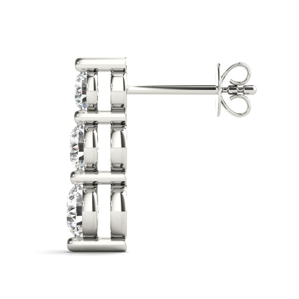 1/2 ct tw Lab Grown Diamond Three-Stone Earrings in 14K White Gold