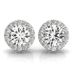 1 1/4 ct Round Lab Grown Diamond Halo Earrings Setting in 14K White Gold