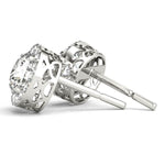 1 1/4 ct Round Lab Grown Diamond Halo Earrings Setting in 14K White Gold