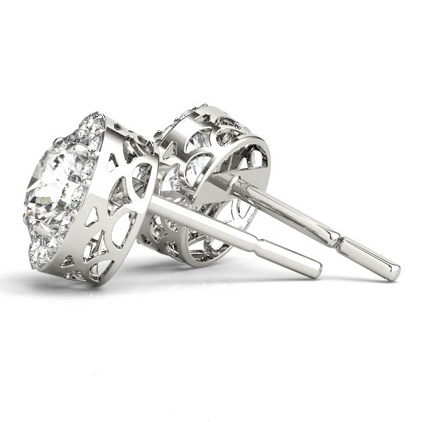 1 1/4 ct Round Lab Grown Diamond Halo Earrings Setting in 14K White Gold