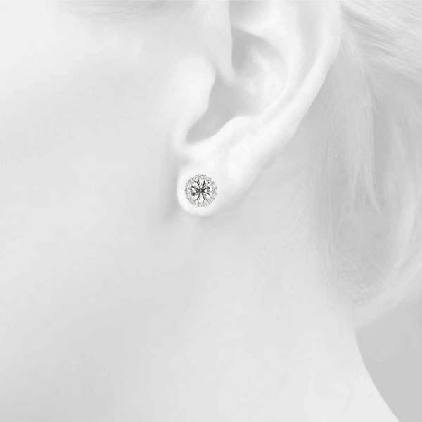 1 1/4 ct Round Lab Grown Diamond Halo Earrings Setting in 14K White Gold