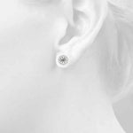 1 1/4 ct Round Lab Grown Diamond Halo Earrings Setting in 14K White Gold