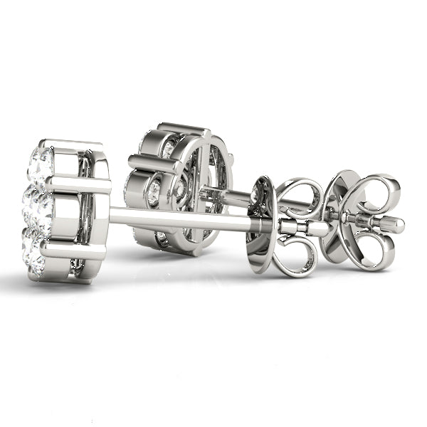 1/2 ct tw Lab Grown Diamond Cluster Earrings in 14K White Gold
