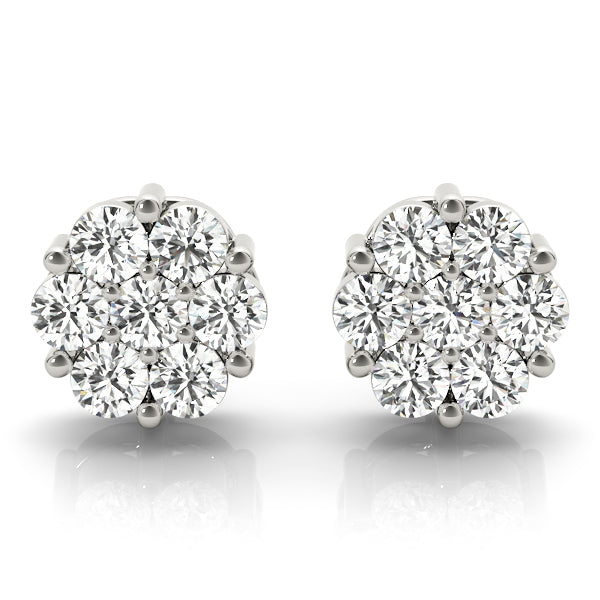1/4 ct tw Lab Grown Diamond Cluster Earrings in 14K White Gold