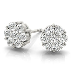 1/4 ct tw Lab Grown Diamond Cluster Earrings in 14K White Gold