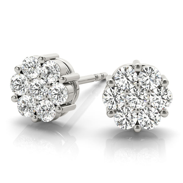 1/2 ct tw Lab Grown Diamond Cluster Earrings in 14K White Gold