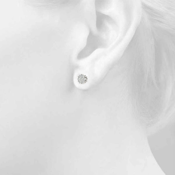 1/4 ct tw Lab Grown Diamond Cluster Earrings in 14K White Gold