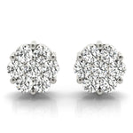 1/2 ct tw Lab Grown Diamond Cluster Earrings in 14K White Gold