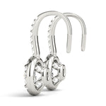 1 ct Round Lab Grown Diamond Halo Earrings Setting in 14K White Gold