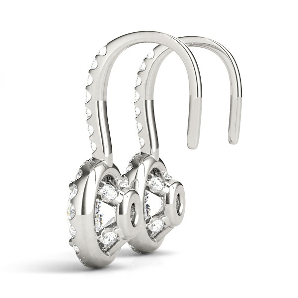 1 ct Round Lab Grown Diamond Halo Earrings Setting in 14K White Gold