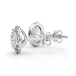 1 1/2 ct Round Lab Grown Diamond Halo Earrings Setting in 14K White Gold