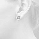 1 1/2 ct Round Lab Grown Diamond Halo Earrings Setting in 14K White Gold