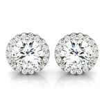 1 1/2 ct Round Lab Grown Diamond Halo Earrings Setting in 14K White Gold