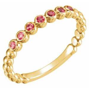 14K Yellow Natural Ruby Stackable Ring - Picasso Gold & Diamond Jewelry