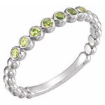 14K White Natural Peridot Stackable Ring - Picasso Gold & Diamond Jewelry