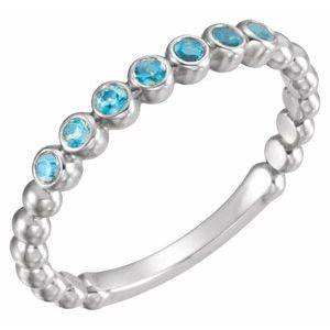 14K White Natural Blue Zircon Stackable Ring - Picasso Gold & Diamond Jewelry