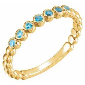 14K Yellow Natural Blue Zircon Stackable Ring - Picasso Gold & Diamond Jewelry