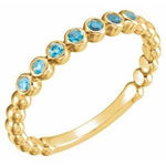 14K Yellow Natural Blue Zircon Stackable Ring - Picasso Gold & Diamond Jewelry