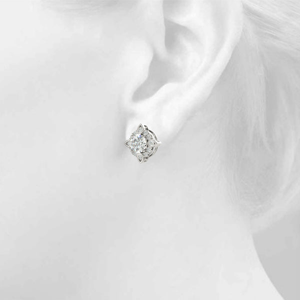 5/8 ct tw Round Lab Grown Diamond Earrings in 14K White Gold