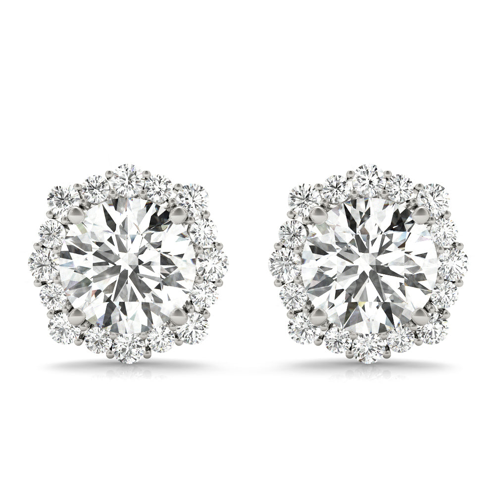 1 1/2 ct tw Round Lab Grown Diamond Earrings in 14K White Gold