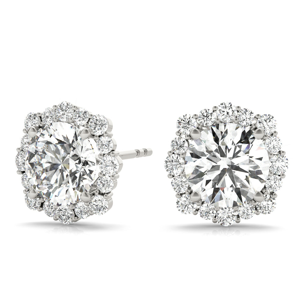 1 1/2 ct tw Round Lab Grown Diamond Earrings in 14K White Gold