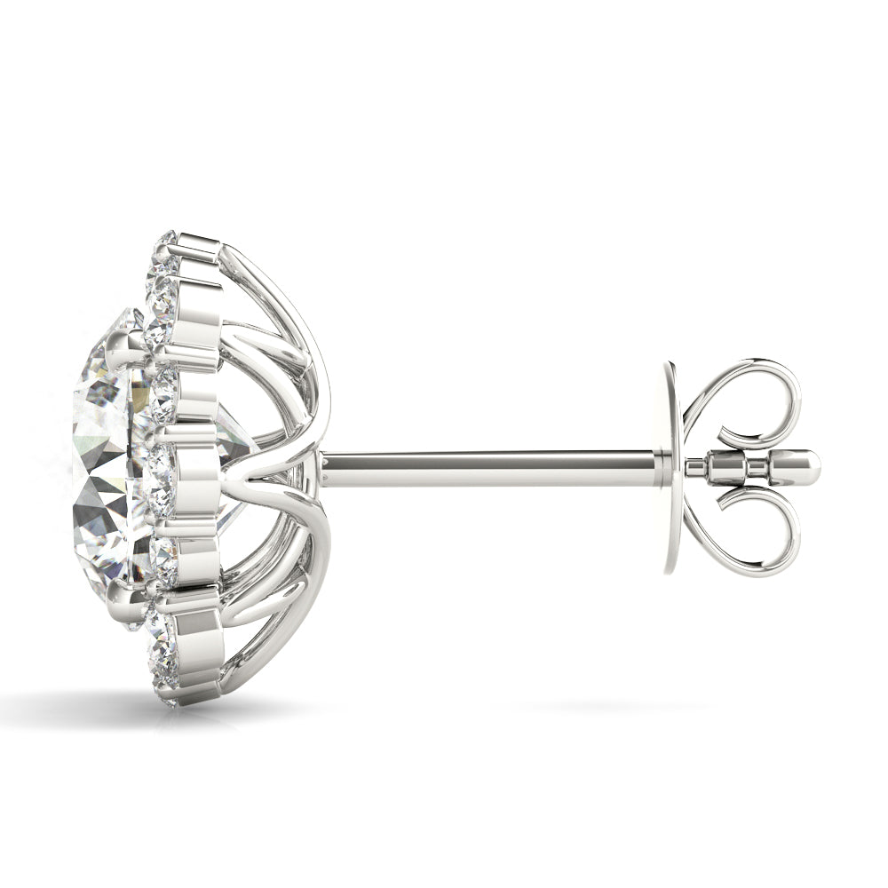 1 1/2 ct tw Round Lab Grown Diamond Earrings in 14K White Gold