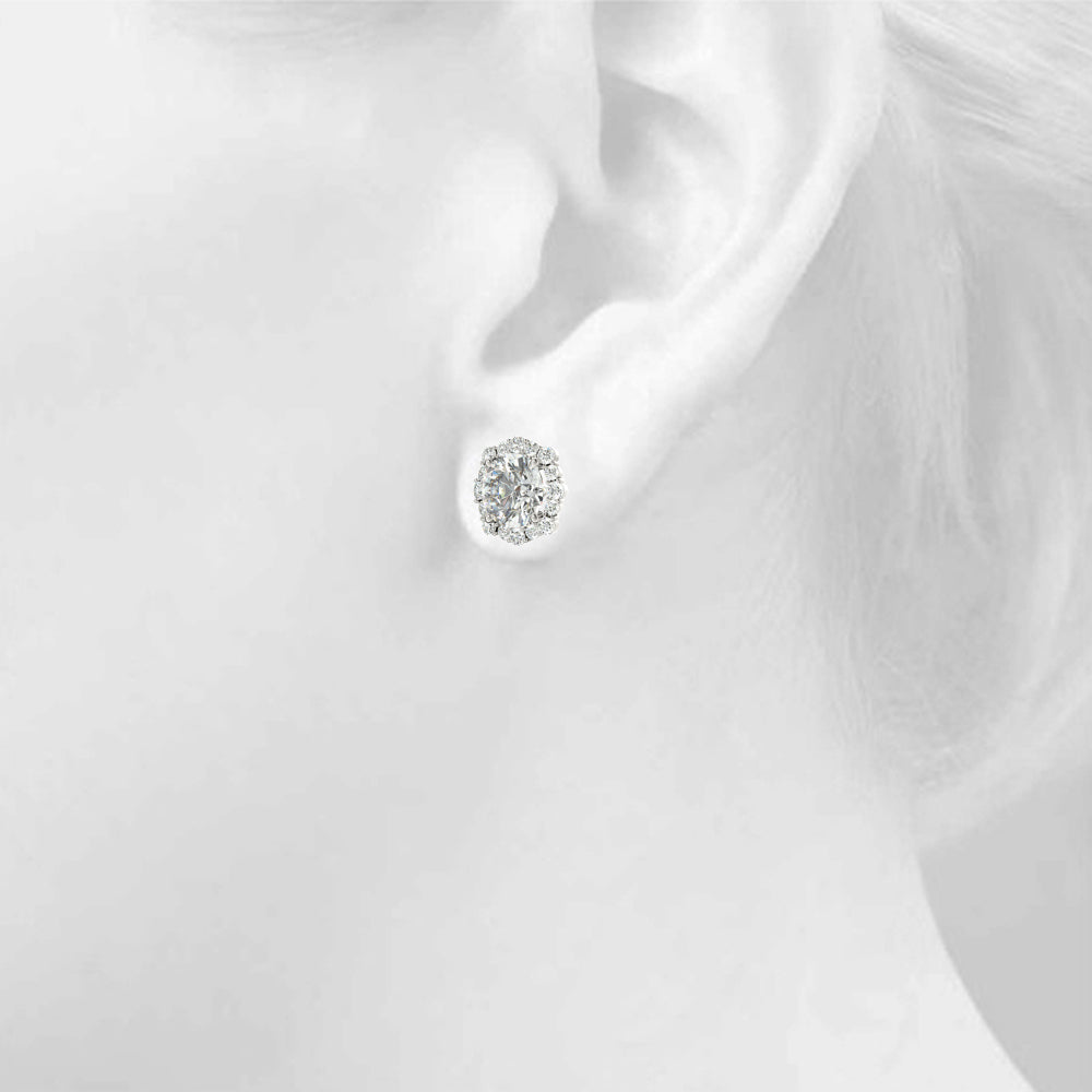 1 1/2 ct tw Round Lab Grown Diamond Earrings in 14K White Gold