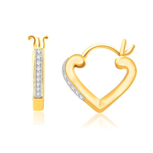 Radiant 10K Gold 0.05CT D-EARRINGS: Heart-Shaped Hoops for Timeless Glamour - Picasso Gold & Diamond Jewelry