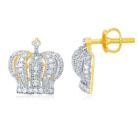 Sparkling 10K Gold 0.25CT D-MICROPAVE CROWN Earrings for Elegant Shine - Picasso Gold & Diamond Jewelry