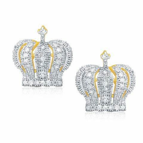 Sparkling 10K Gold 0.25CT D-MICROPAVE CROWN Earrings for Elegant Shine - Picasso Gold & Diamond Jewelry