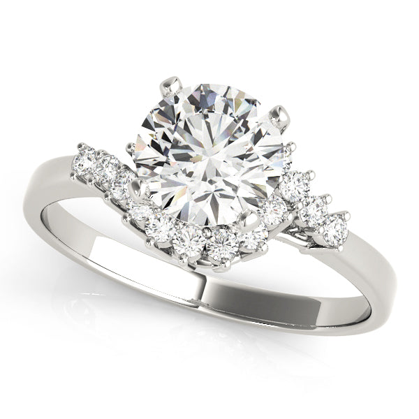 Round Lab Grown Diamond Bypass Engagement Ring in 14K gold and platinum