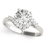 Round Lab Grown Diamond Bypass Engagement Ring in 14K gold and platinum