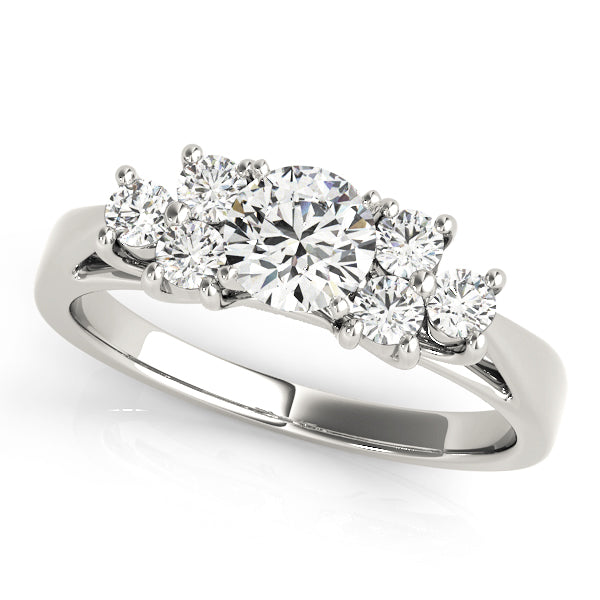 Round Lab Grown Diamond Cluster Engagement Ring in 14K gold and platinum