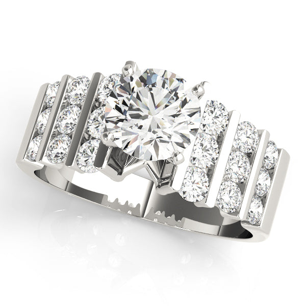 Round Lab Grown Diamond Multi-Row Engagement Ring in 14K gold and platinum