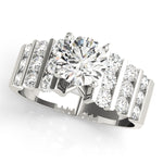 Round Lab Grown Diamond Multi-Row Engagement Ring in 14K gold and platinum