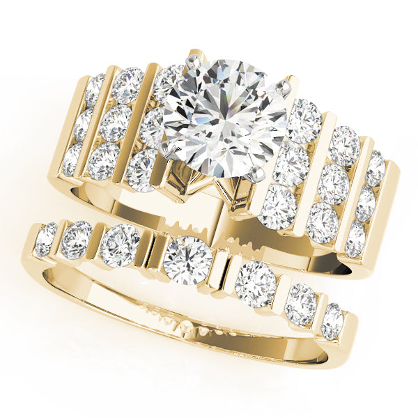 Round Lab Grown Diamond Multi-Row Engagement Ring — Picasso Gold & Diamond