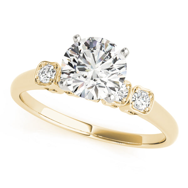 Round Lab Grown Diamond Side-Stone Engagement Ring — Picasso Gold & Diamond