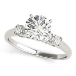Round Lab Grown Diamond Side-Stone Engagement Ring in 14K gold and platinum