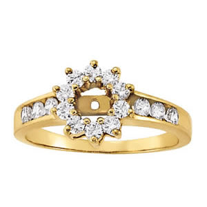 Round Lab Grown Diamond Halo Engagement Ring in 14K gold and platinum