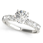 Round Lab Diamond Pavé Band Engagement Ring in 14K gold and platinum