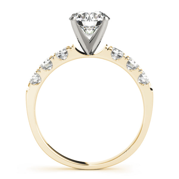 Round Lab Diamond Pavé Band Engagement Ring — Picasso Gold & Diamond
