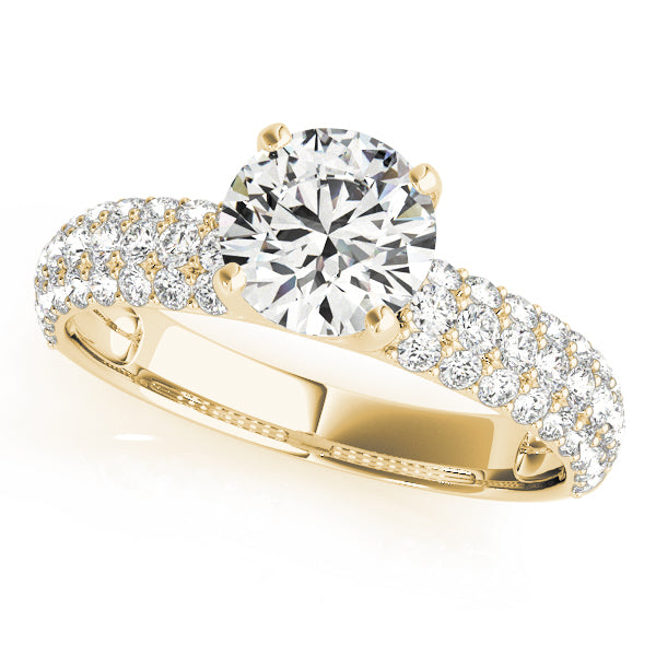 Round Lab Grown Diamond Pavé Engagement Ring — Picasso Gold & Diamond