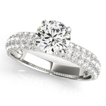 Round Lab Grown Diamond Pavé Engagement Ring in 14K gold and platinum