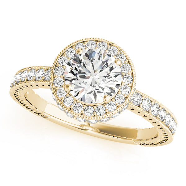Round Lab Diamond Halo Engagement Ring – Pavé Halo — Picasso Gold & Diamond