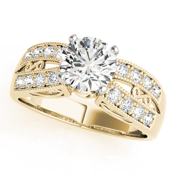 Round Lab Diamond Vintage Engagement Ring — Picasso Gold & Diamond